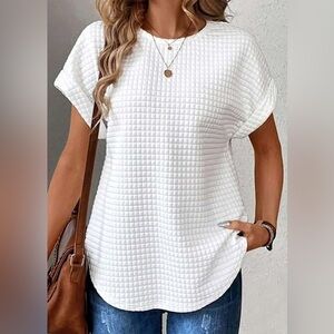 White Textured Women's Top